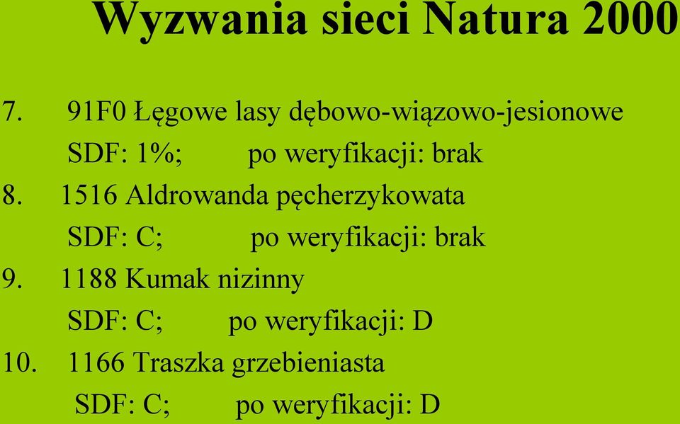 1516 Aldrowanda pęcherzykowata SDF: C; po weryfikacji: brak