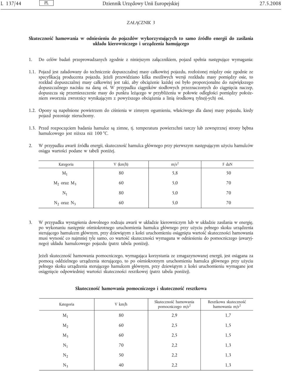 Do celów badań przeprowadzanych zgodnie z niniejszym załącznikiem, pojazd spełnia następujące wymagania: 1.