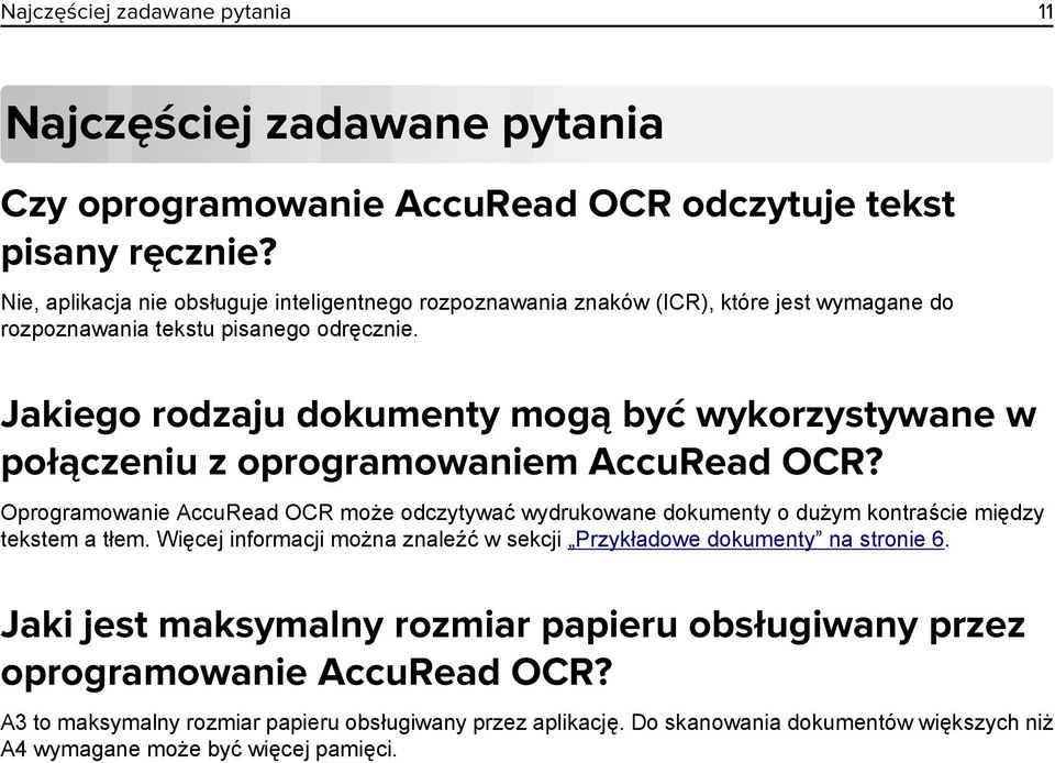 Jakiego rodzaju dokumenty mogą być wykorzystywane w połączeniu z oprogramowaniem AccuRead OCR?