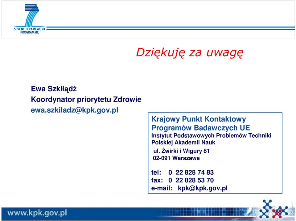 pl Krajowy Punkt Kontaktowy Programów Badawczych UE Instytut Podstawowych