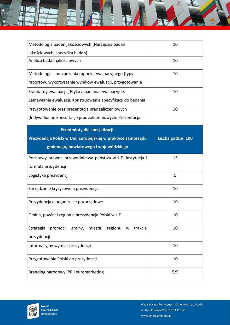 Konstruowanie specyfikacji do badania Przygotowanie oraz prezentacja prac zaliczeniowych (Indywidualne konsultacje prac zaliczeniowych.