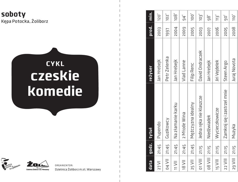 108' 18 VII 21:45 2 Młode Wina Vlad Lanne 2009 94' 25 VII 21:45 Mężczyzna idealny Filip Renc 2005 100' 01 VIII 21:15 Jedna ręka nie klaszcze David