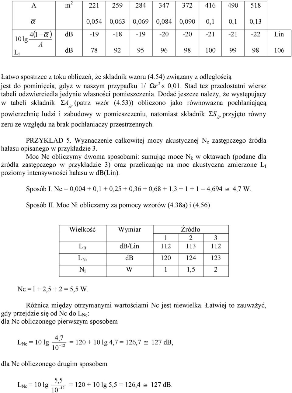 Dodać jeszcze ależy, że wystęujący w tabeli składik Σ Aj (atz wzó (4.