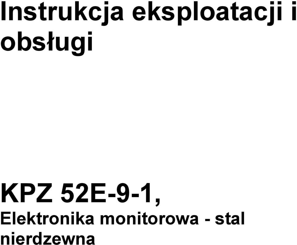 obsługi KPZ 52E-9-1,