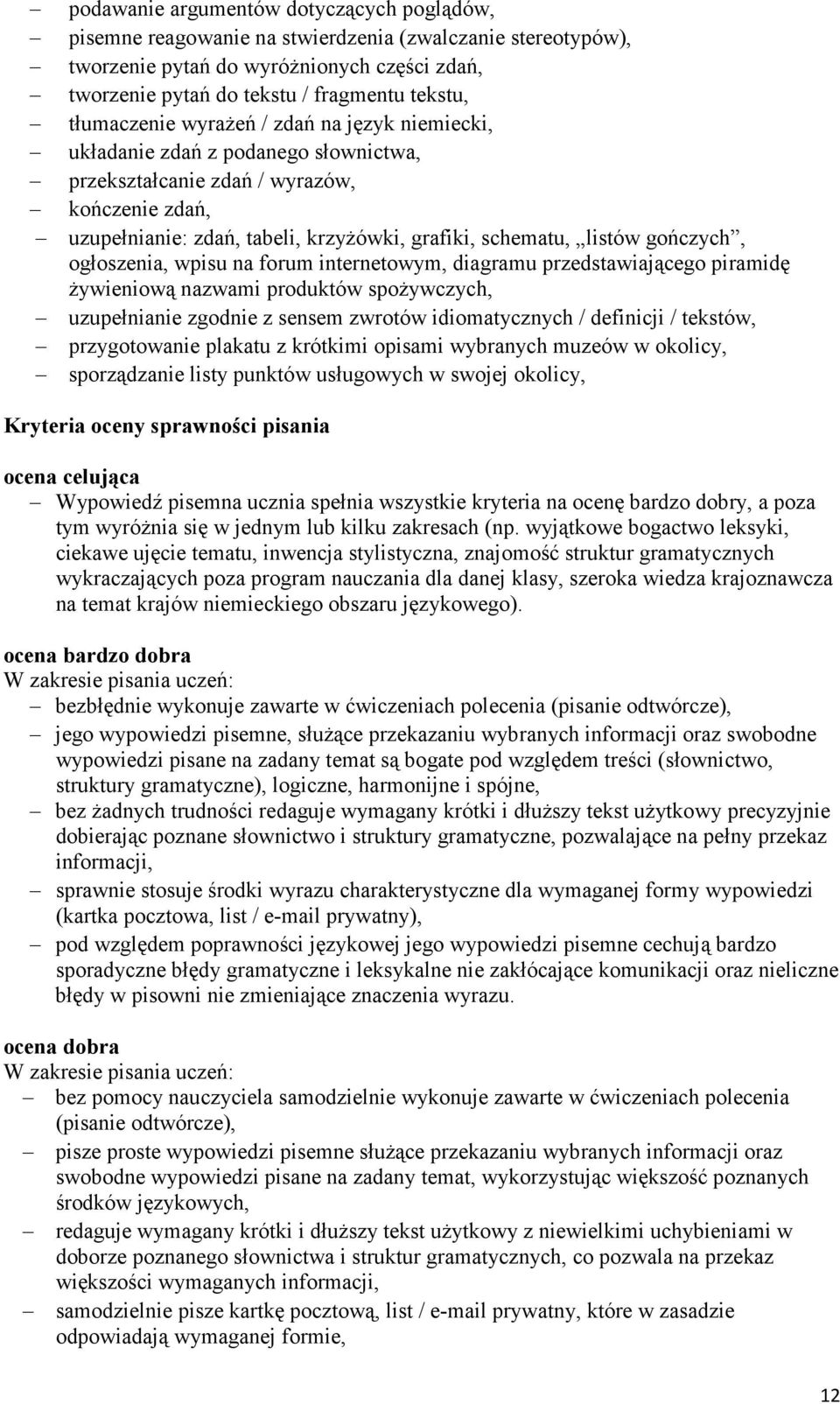 gończych, ogłoszenia, wpisu na forum internetowym, diagramu przedstawiającego piramidę żywieniową nazwami produktów spożywczych, uzupełnianie zgodnie z sensem zwrotów idiomatycznych / definicji /