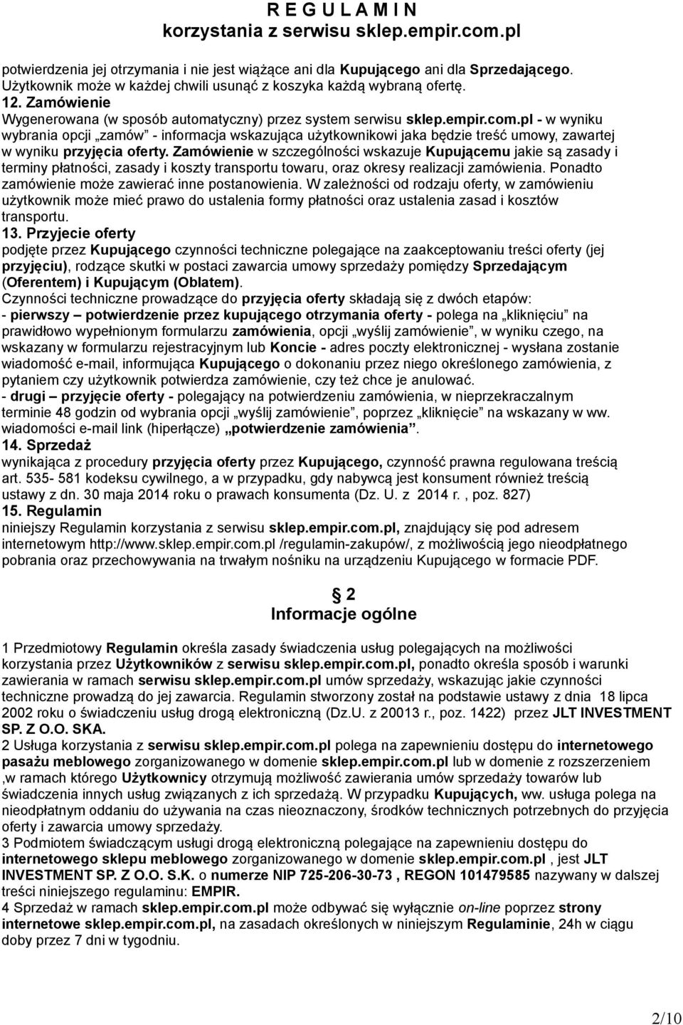 pl - w wyniku wybrania opcji zamów - informacja wskazująca użytkownikowi jaka będzie treść umowy, zawartej w wyniku przyjęcia oferty.