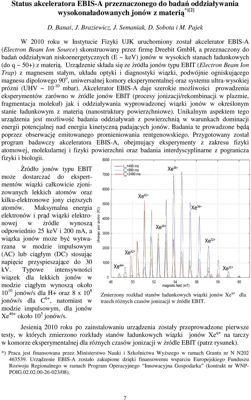 niskoenergetycznych (E ~ kev) jonów w wysokich stanach ładunkowych (do q ~ 50+) z materią.