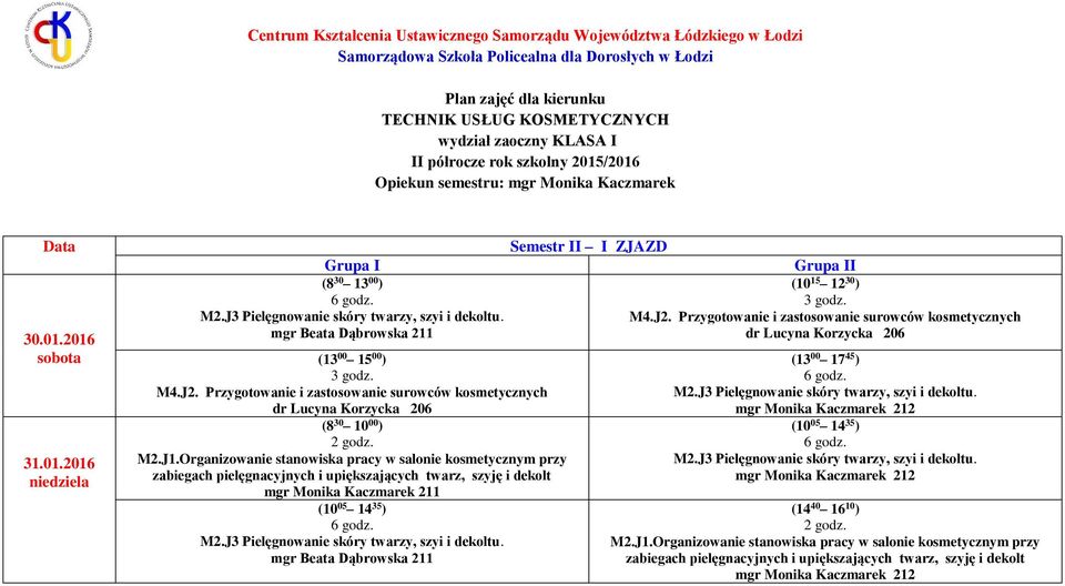 Semestr II I ZJAZD