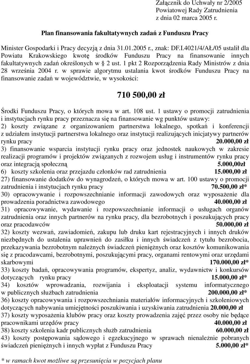 1 pkt 2 Rozporządzenia Rady Ministrów z dnia 28 września 2004 r.