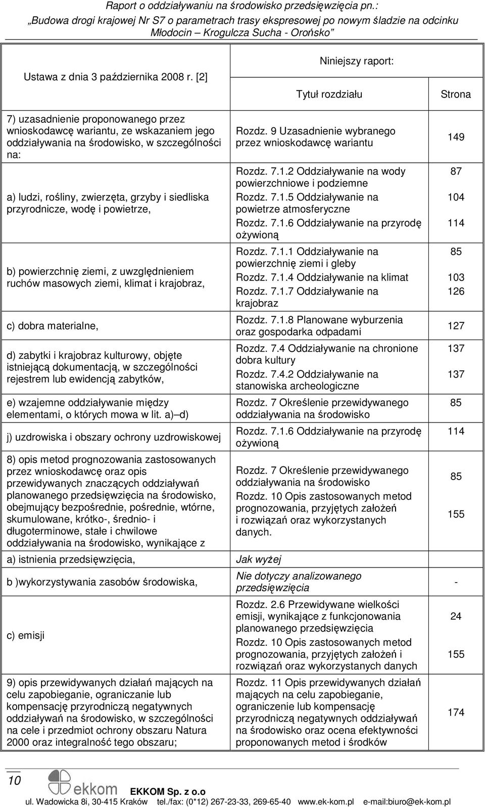 zwierzęta, grzyby i siedliska przyrodnicze, wodę i powietrze, b) powierzchnię ziemi, z uwzględnieniem ruchów masowych ziemi, klimat i krajobraz, c) dobra materialne, d) zabytki i krajobraz kulturowy,