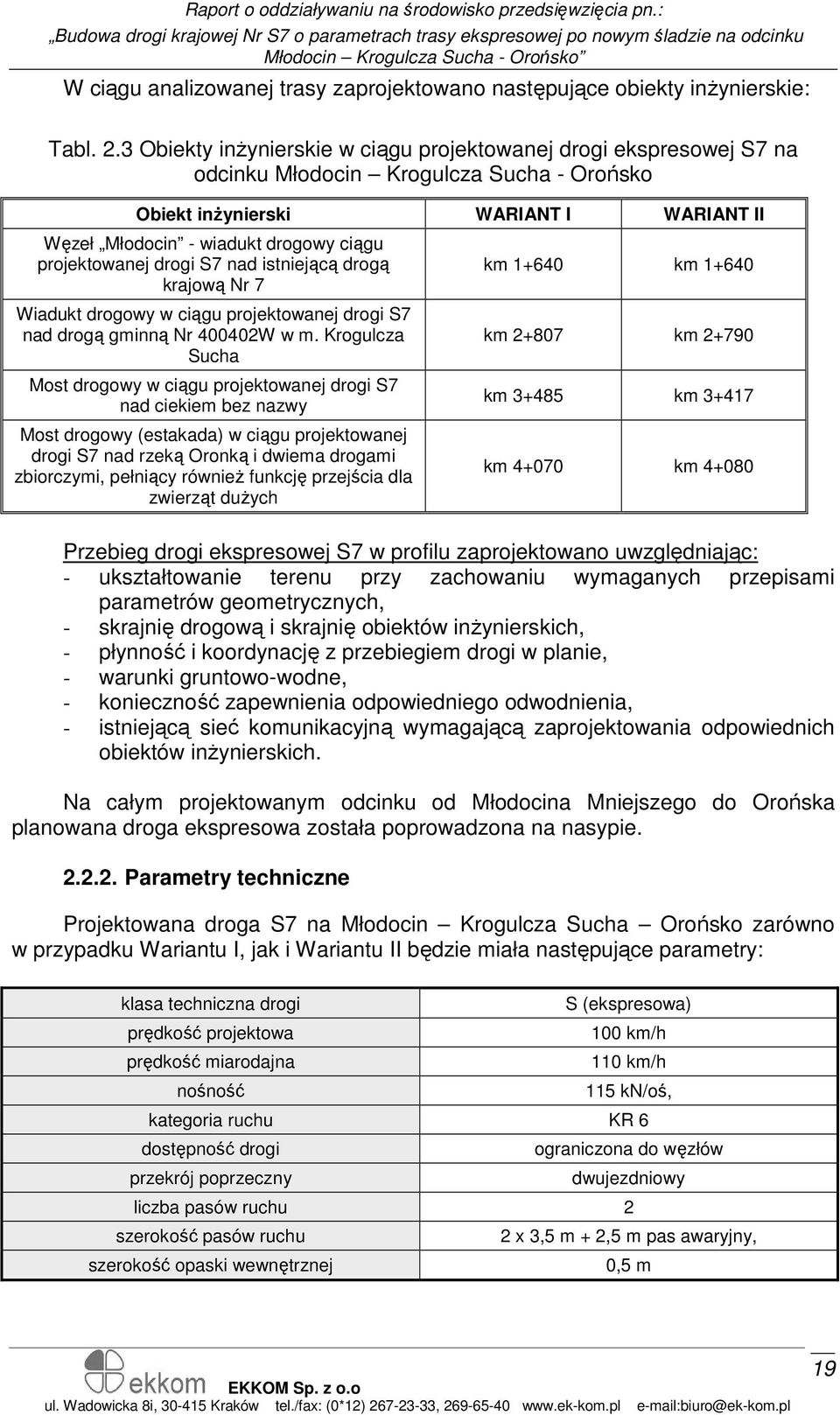 projektowanej drogi S7 nad istniejącą drogą krajową Nr 7 Wiadukt drogowy w ciągu projektowanej drogi S7 nad drogą gminną Nr 400402W w m.