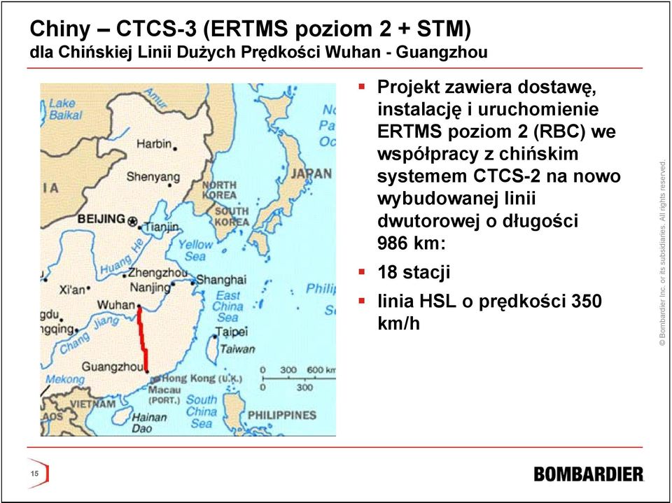 poziom 2 (RBC) we współpracy z chińskim systemem CTCS-2 na nowo wybudowanej