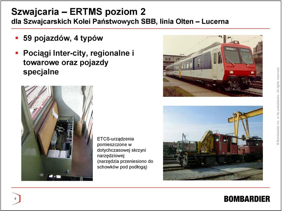 towarowe oraz pojazdy specjalne ETCS-urządzenia pomieszczone w