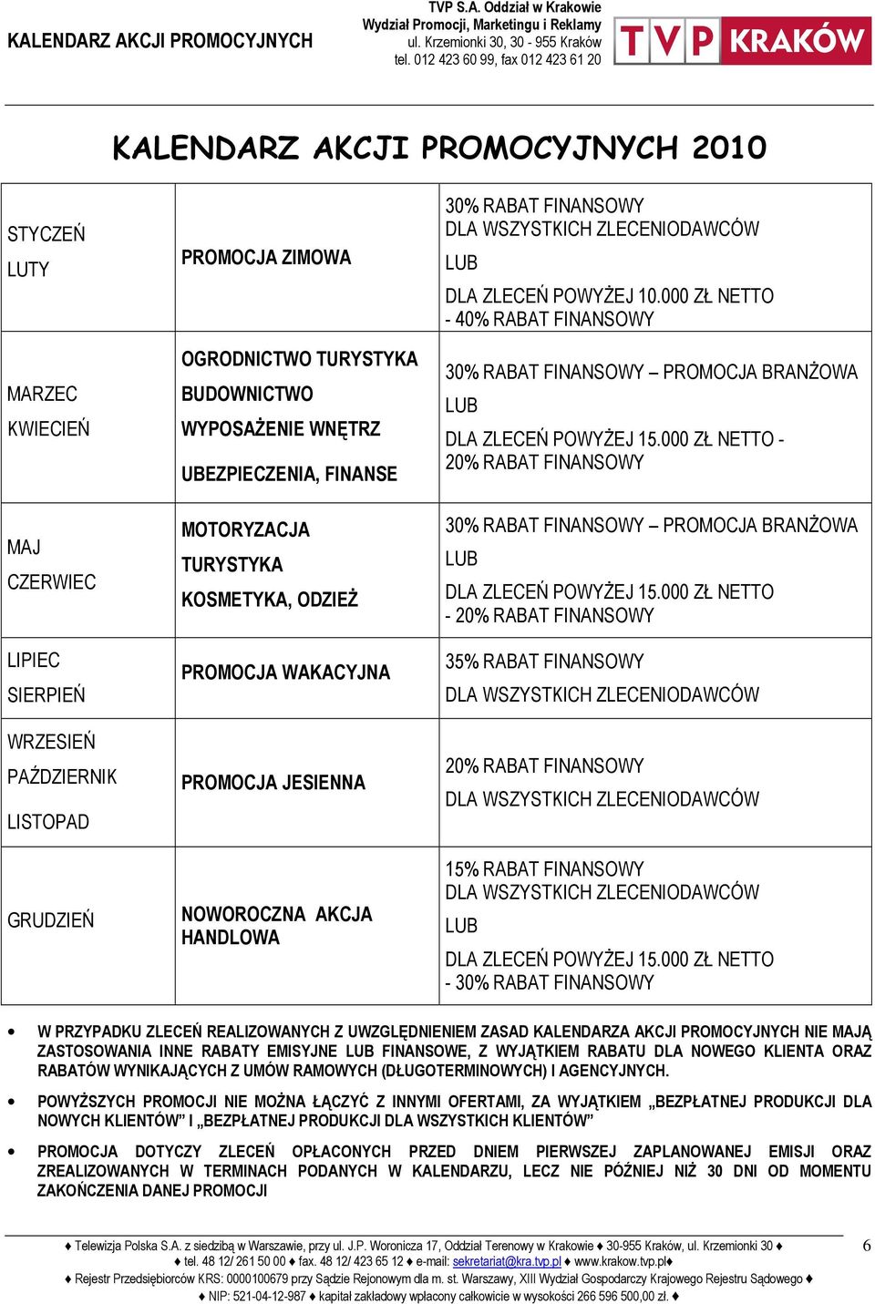 TURYSTYKA BUDOWNICTWO WYPOSAśENIE WNĘTRZ UBEZPIECZENIA, FINANSE MOTORYZACJA TURYSTYKA KOSMETYKA, ODZIEś PROMOCJA WAKACYJNA PROMOCJA JESIENNA NOWOROCZNA AKCJA HANDLOWA 30% RABAT FINANSOWY DLA