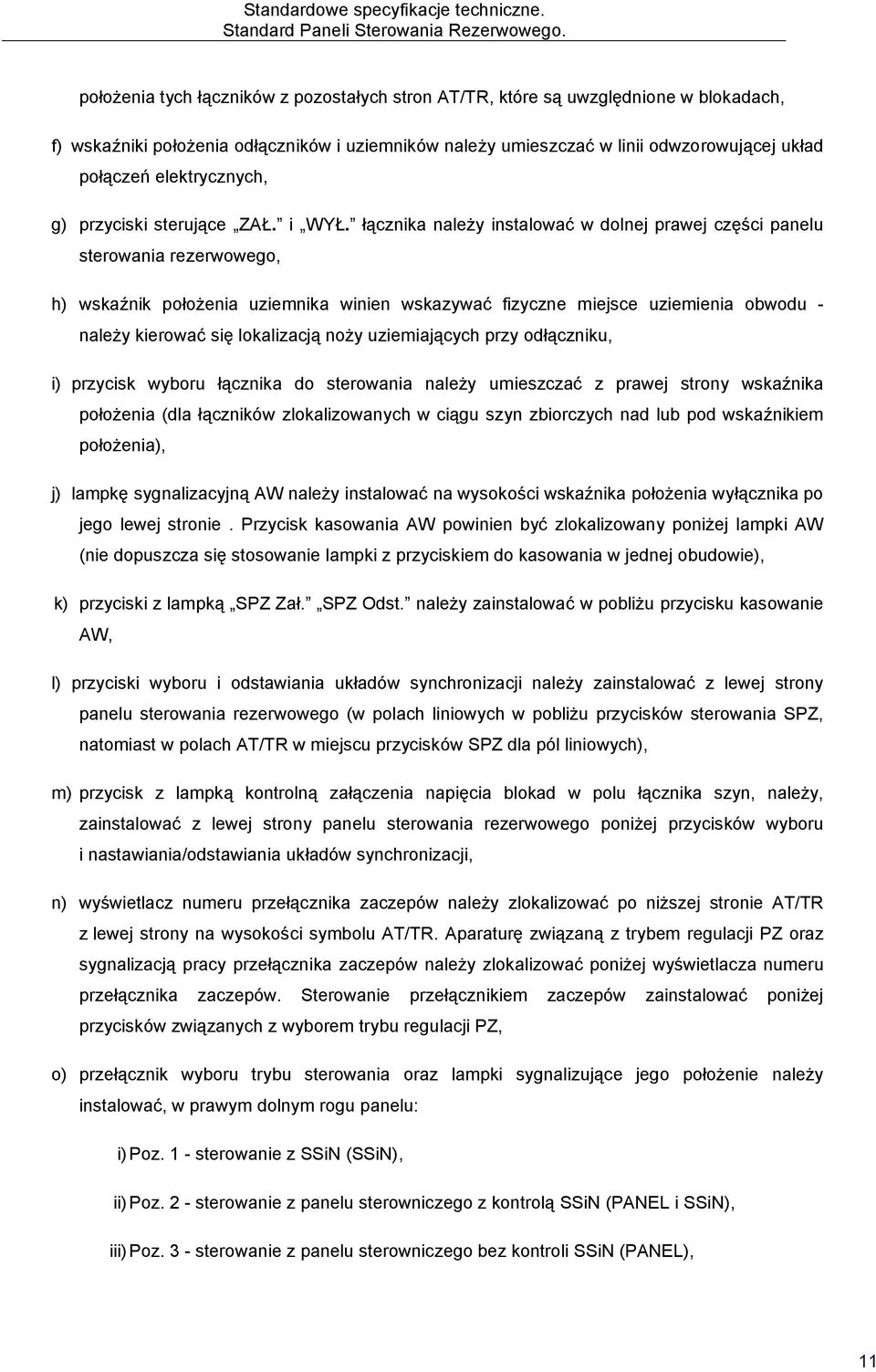 elektrycznych, g) przyciski sterujące ZAŁ. i WYŁ.