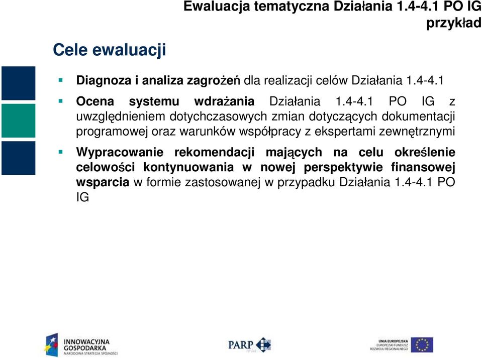 4-4.1 PO IG z uwzględnieniem dotychczasowych zmian dotyczących dokumentacji programowej oraz warunków współpracy z