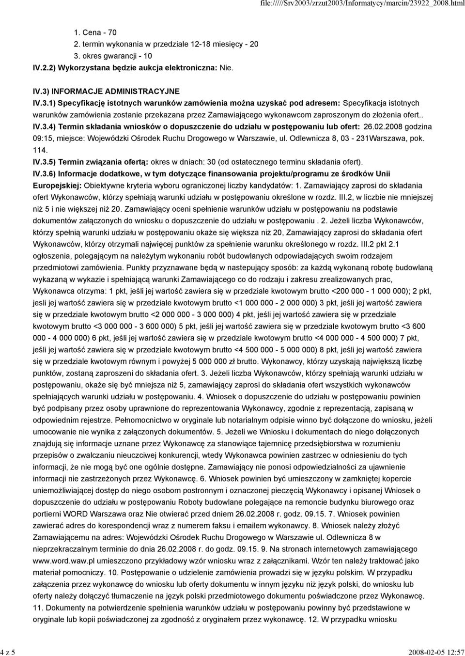 INFORMACJE ADMINISTRACYJNE IV.3.