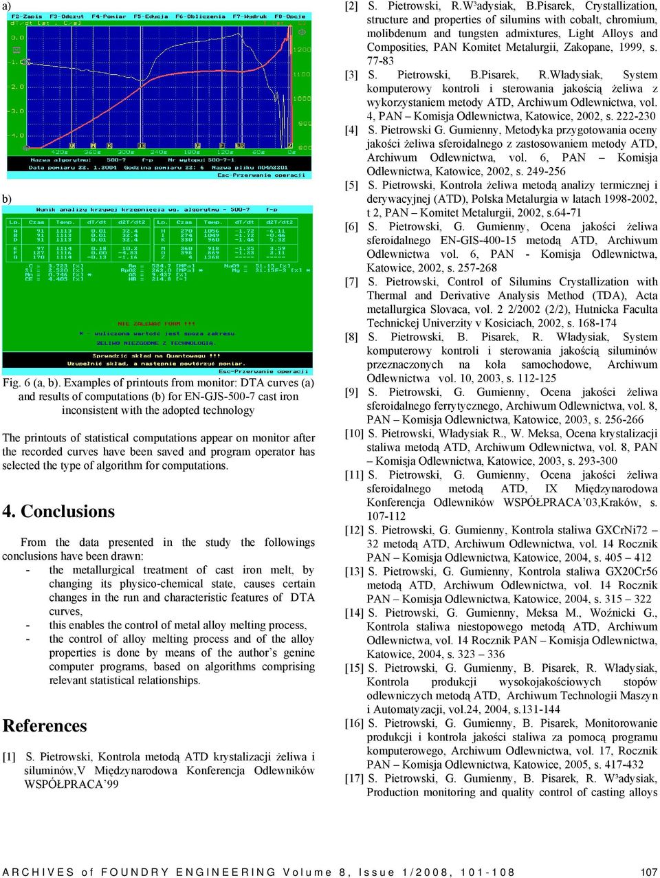 on monitor after the recorded curves have been saved and program operator has selected the type of algorithm for computations. 4.