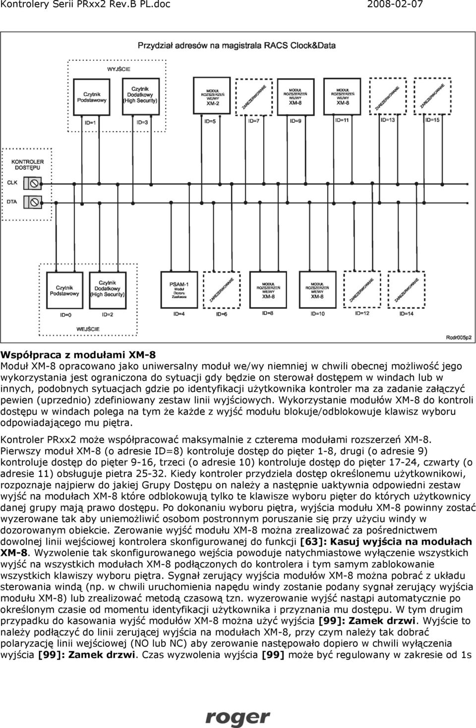 Wykorzystanie modułów XM-8 do kontroli dostępu w windach polega na tym że każde z wyjść modułu blokuje/odblokowuje klawisz wyboru odpowiadającego mu piętra.