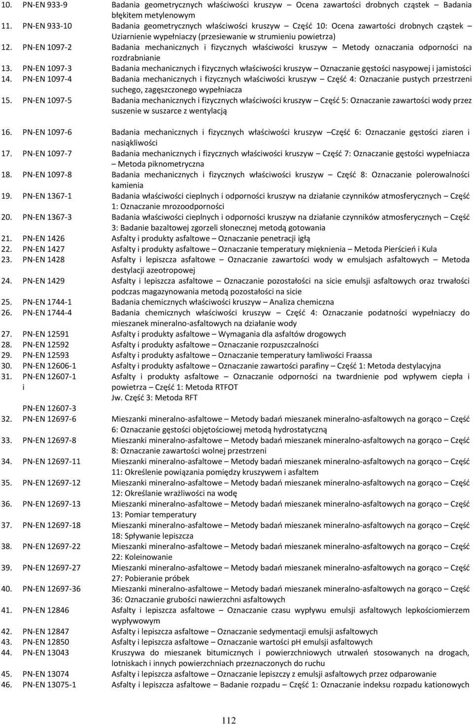 PN-EN 1097-2 Badania mechanicznych i fizycznych właściwości kruszyw Metody oznaczania odporności na rozdrabnianie 13.