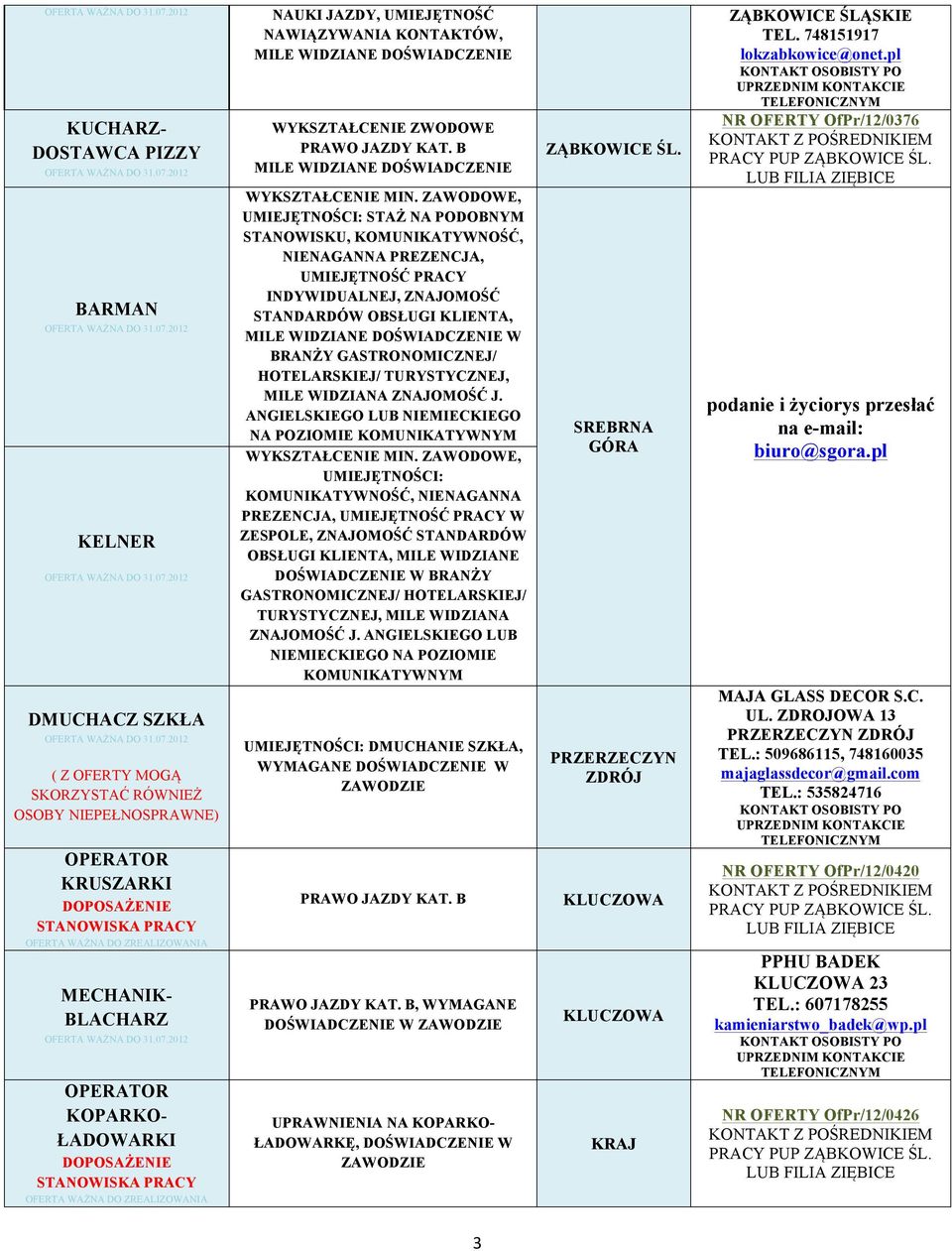 PRAWO JAZDY KAT. B MILE WIDZIANE DOŚWIADCZENIE WYKSZTAŁCENIE MIN.