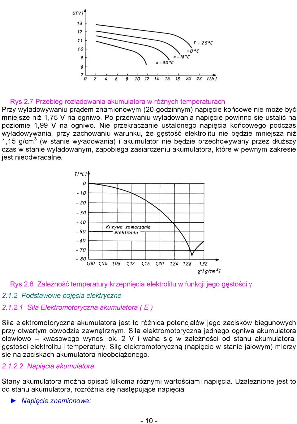 Nie przekraczanie ustalonego napięcia końcowego podczas wyładowywania, przy zachowaniu warunku, że gęstość elektrolitu nie będzie mniejsza niż 1,15 g/cm 3 (w stanie wyładowania) i akumulator nie