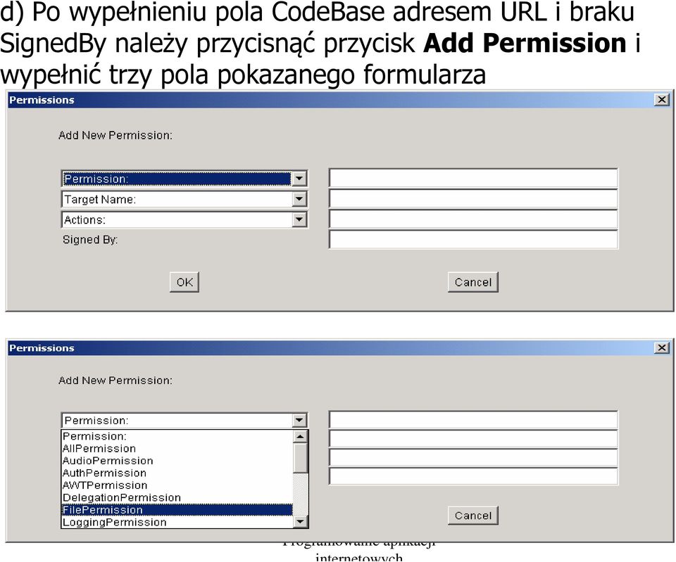 przycisnąć przycisk Add Permission i