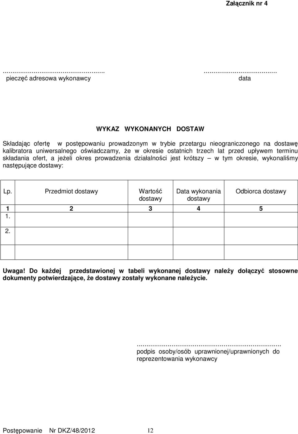 oświadczamy, Ŝe w okresie ostatnich trzech lat przed upływem terminu składania ofert, a jeŝeli okres prowadzenia działalności jest krótszy w tym okresie, wykonaliśmy następujące