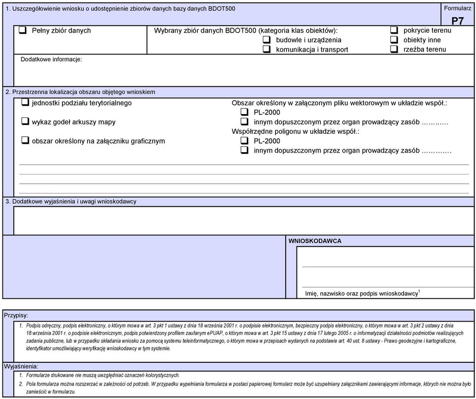 Przestrzenna lokalizacja obszaru objętego wnioskiem jednostki podziału terytorialnego wykaz godeł arkuszy mapy obszar określony na załączniku graficznym PL-2000 innym dopuszczonym przez organ