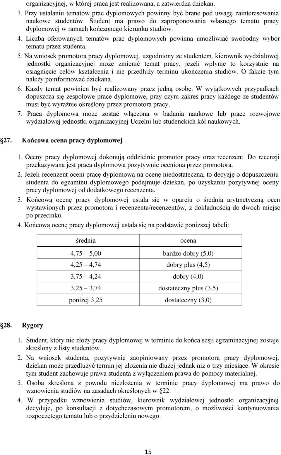 Liczba oferowanych tematów prac dyplomowych powinna umożliwiać swobodny wybór tematu przez studenta. 5.