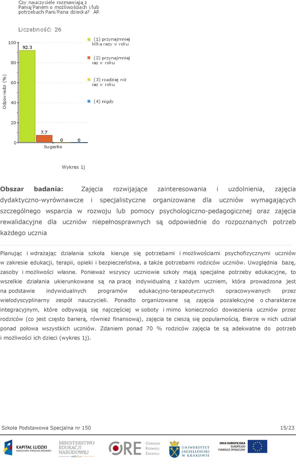 się potrzebami i możliwościami psychofizycznymi uczniów w zakresie edukacji, terapii, opieki i bezpieczeństwa, a także potrzebami rodziców uczniów. Uwzględnia bazę, zasoby i możliwości własne.