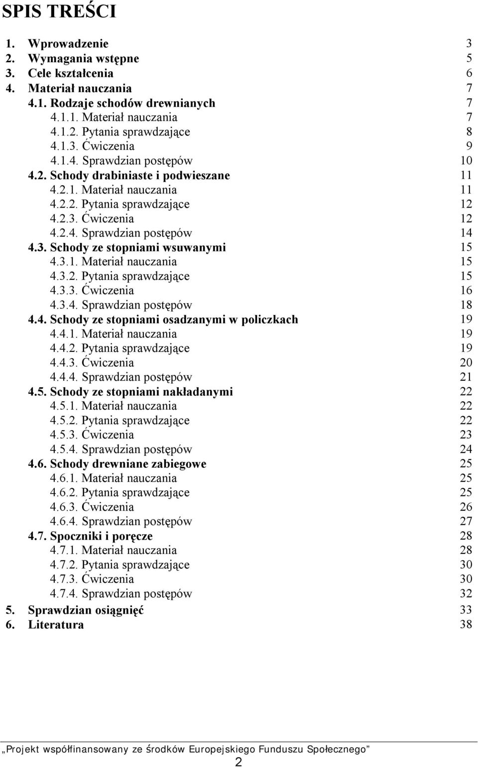 4.1. Materiał nauczania 4.4.2. Pytania sprawdzające 4.4.3. Ćwiczenia 4.4.4. Sprawdzian postępów 4.5. Schody ze stopniami nakładanymi 4.5.1. Materiał nauczania 4.5.2. Pytania sprawdzające 4.5.3. Ćwiczenia 4.5.4. Sprawdzian postępów 4.6.