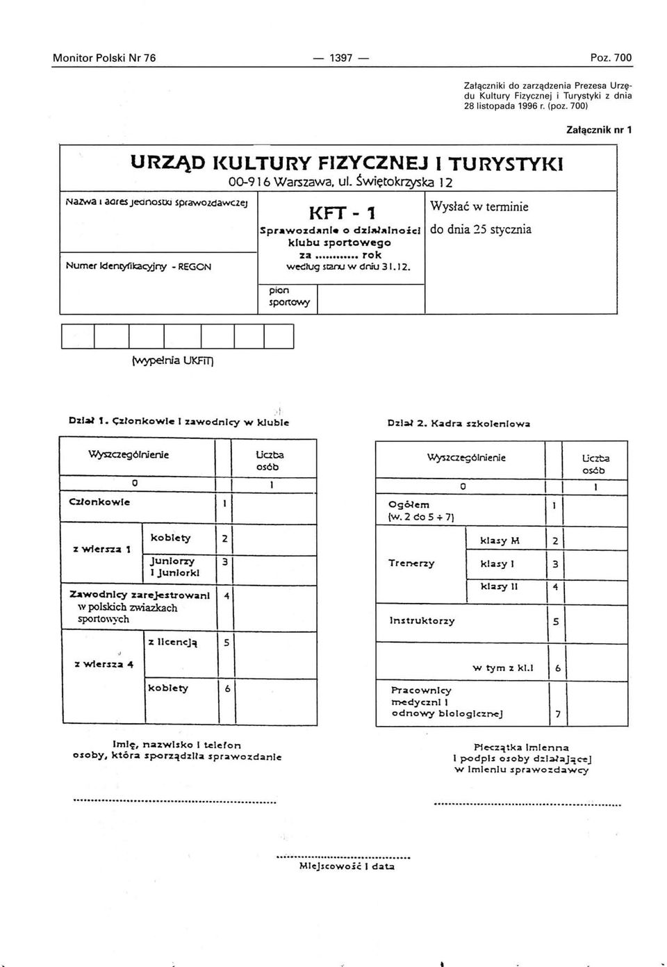 nia Ul<FiTJ.01 Dział 1. <;zlnkwle :zawdnicy w klubie Dział 2. K~dra szkleniwa T.YSZaególnienie C:zlnkwle z wfern3 1 Uaba sób v.