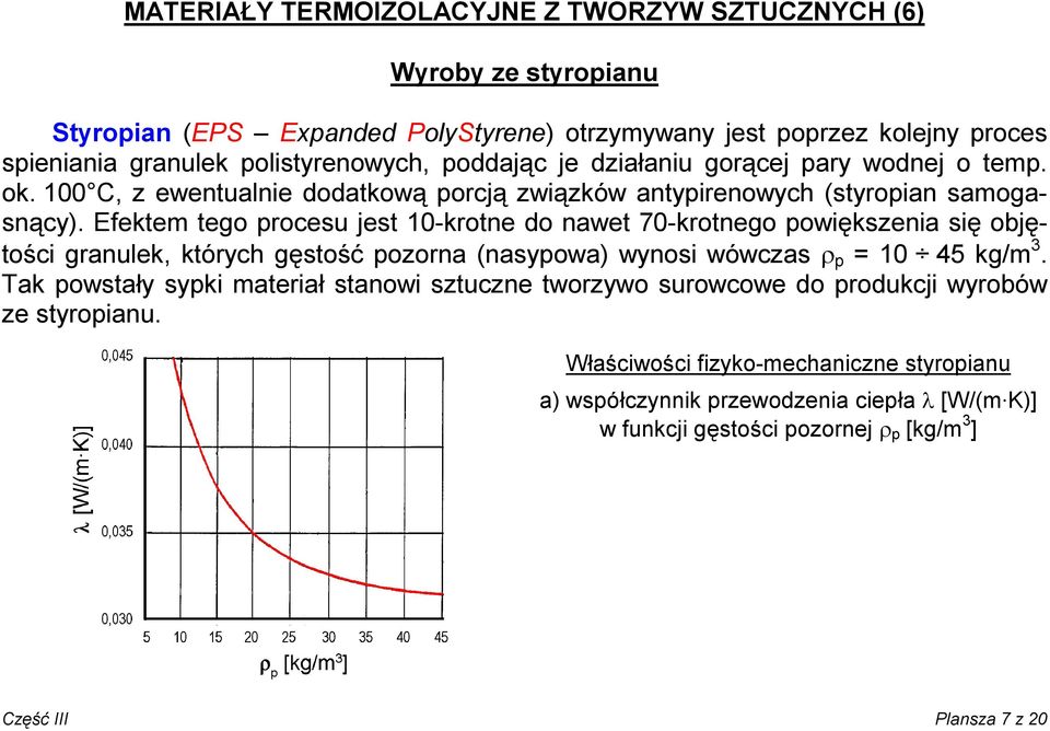 Efektem tego procesu jest 10-krotne do nawet 70-krotnego powiększenia się objętości granulek, których gęstość pozorna (nasypowa) wynosi wówczas r p = 10 45 kg/m 3.