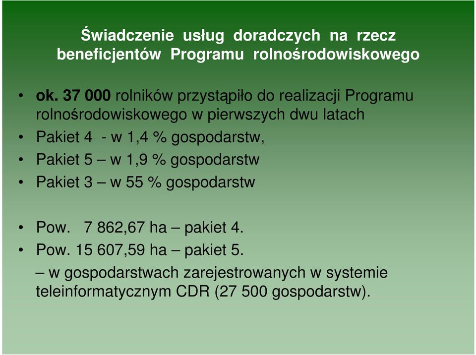 - w 1,4 % gospodarstw, Pakiet 5 w 1,9 % gospodarstw Pakiet 3 w 55 % gospodarstw Pow.