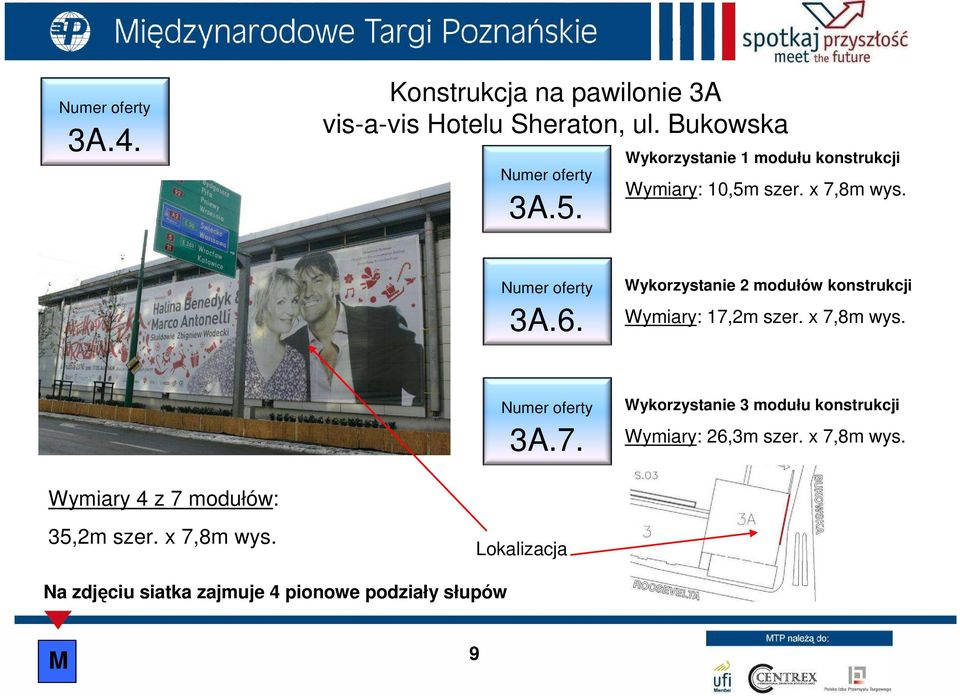 Wykorzystanie 2 modułów konstrukcji Wymiary: 17,