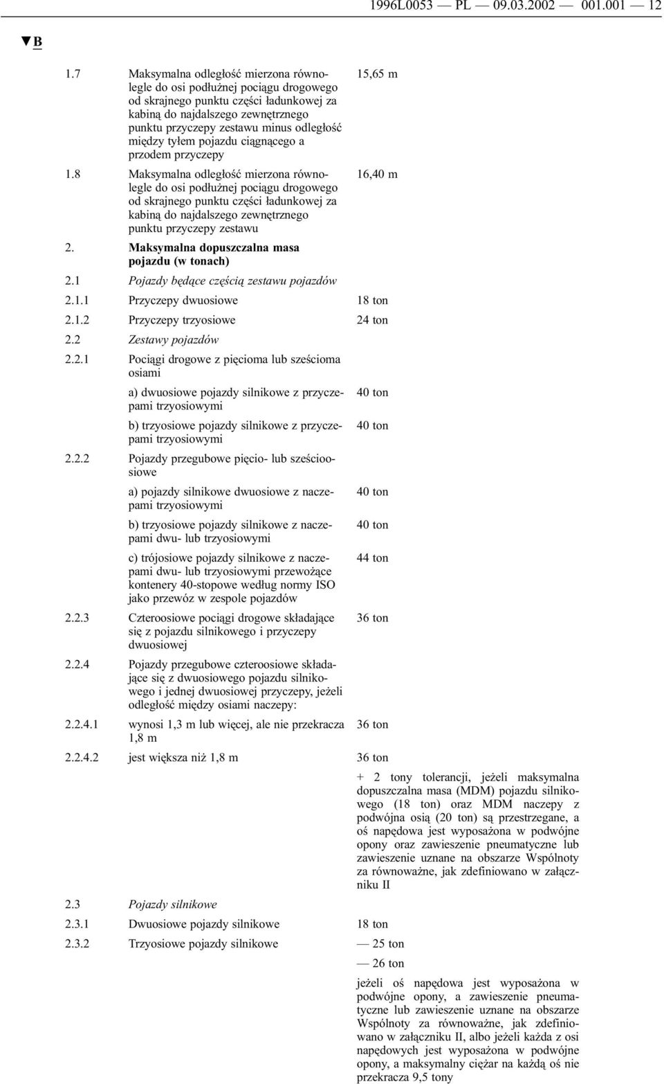 między tyłem pojazdu ciągnącego a przodem przyczepy 1.