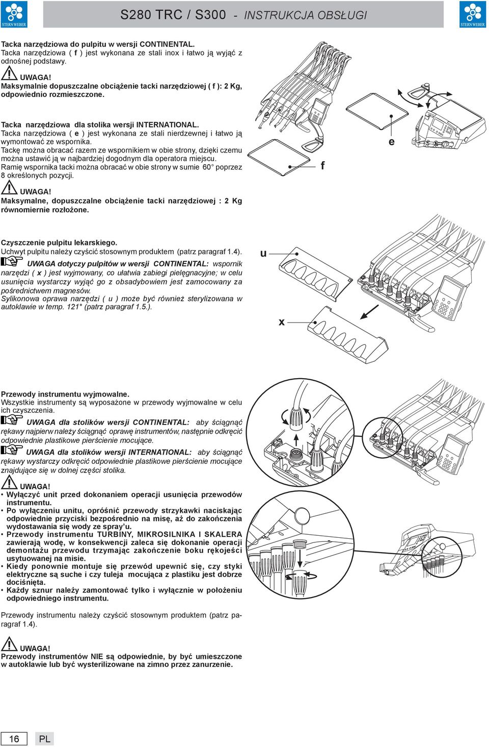 Tacka narzędziowa ( e ) jest wykonana ze stali nierdzewnej i łatwo ją wymontować ze wspornika.