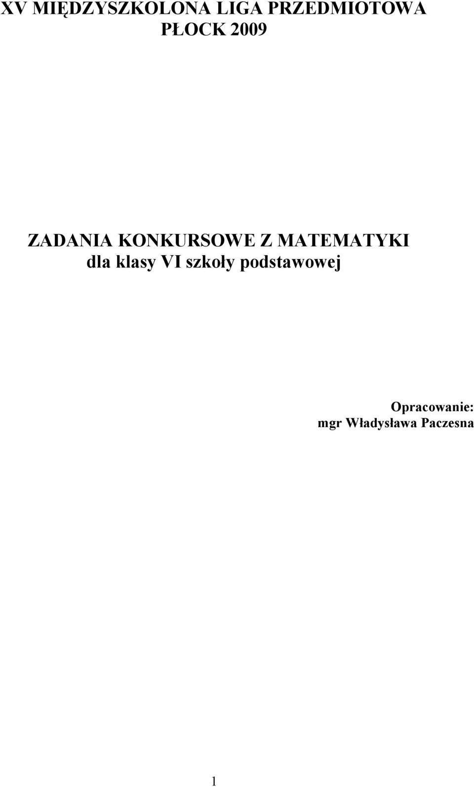 MATEMATYKI dla klasy VI szkoły