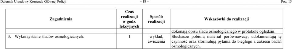 1 wykład, ćwiczenia Wskazówki do dokonają opisu śladu osmologicznego w