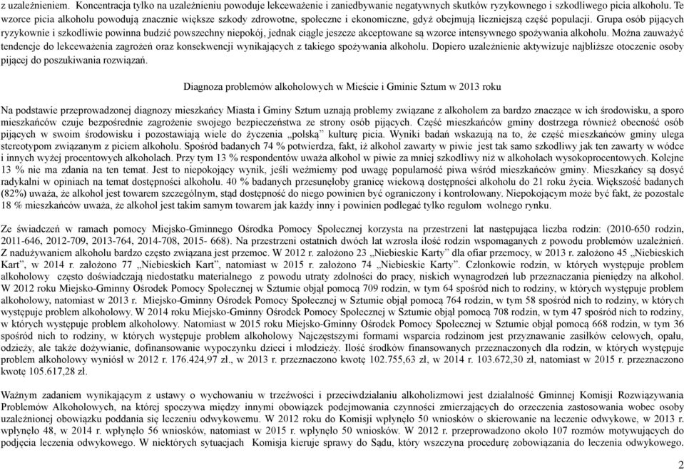 Grupa osób pijących ryzykownie i szkodliwie powinna budzić powszechny niepokój, jednak ciągle jeszcze akceptowane są wzorce intensywnego spożywania alkoholu.