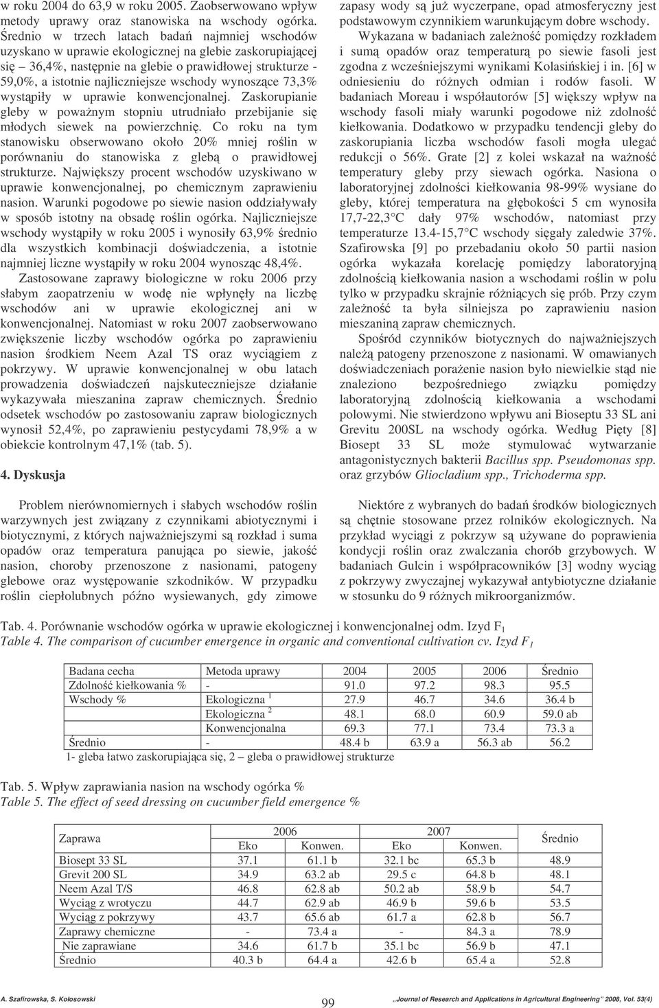 wynoszce 73,3% wystpiły w uprawie konwencjonalnej. Zaskorupianie gleby w powanym stopniu utrudniało przebijanie si młodych siewek na powierzchni.