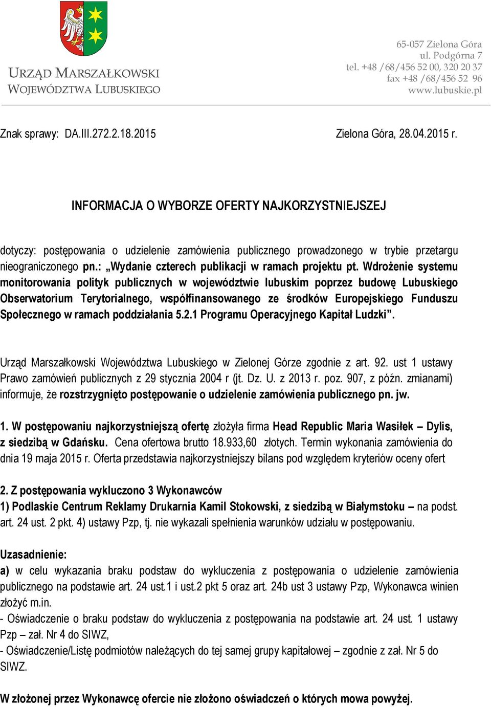 : Wydanie czterech publikacji w ramach projektu pt.