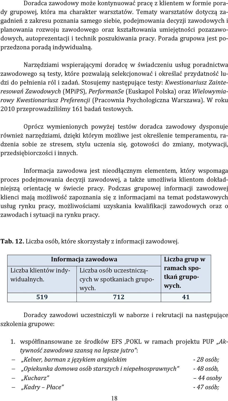 technik poszukiwania pracy. Porada grupowa jest poprzedzona poradą indywidualną.