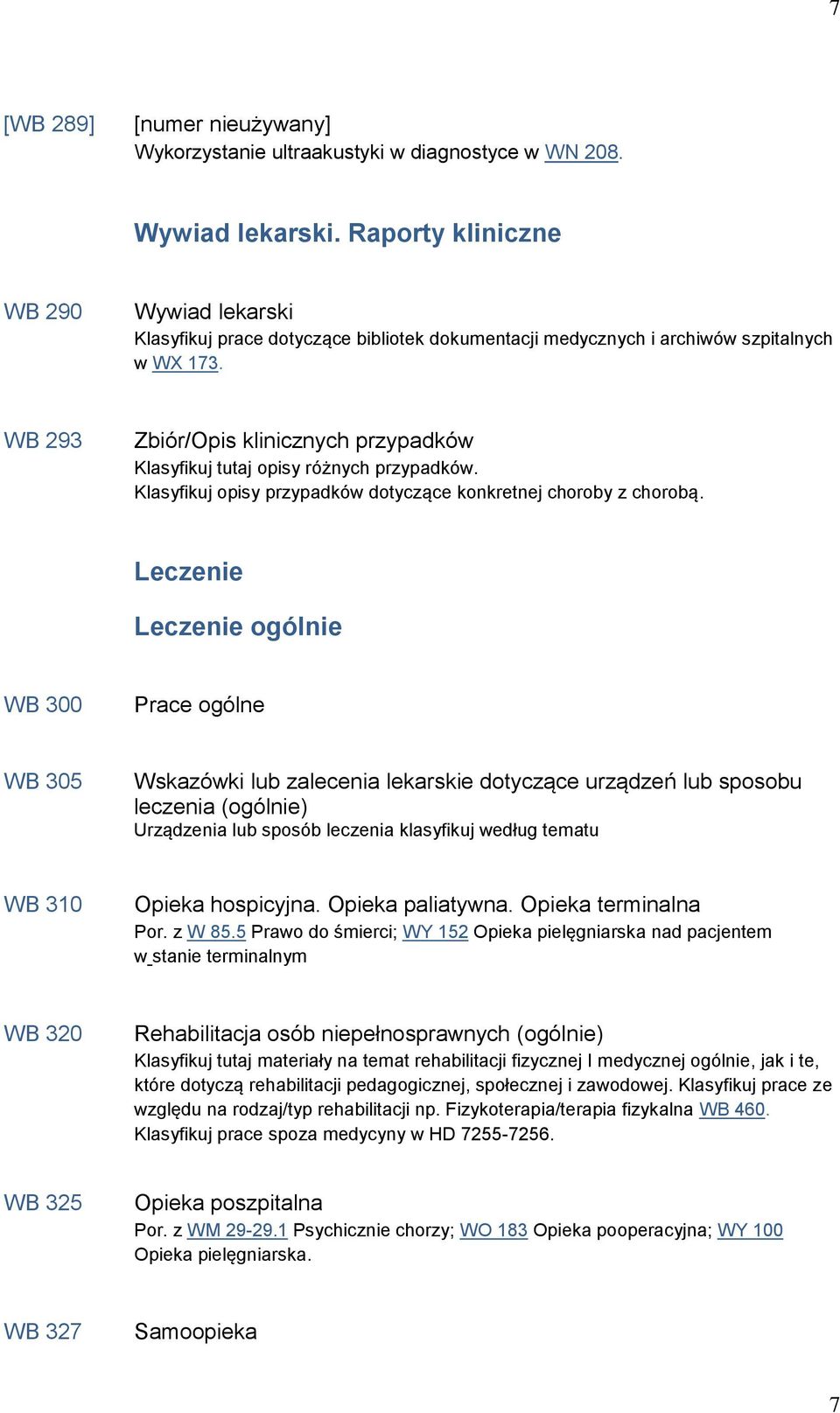 WB 293 Zbiór/Opis klinicznych przypadków Klasyfikuj tutaj opisy różnych przypadków. Klasyfikuj opisy przypadków dotyczące konkretnej choroby z chorobą.