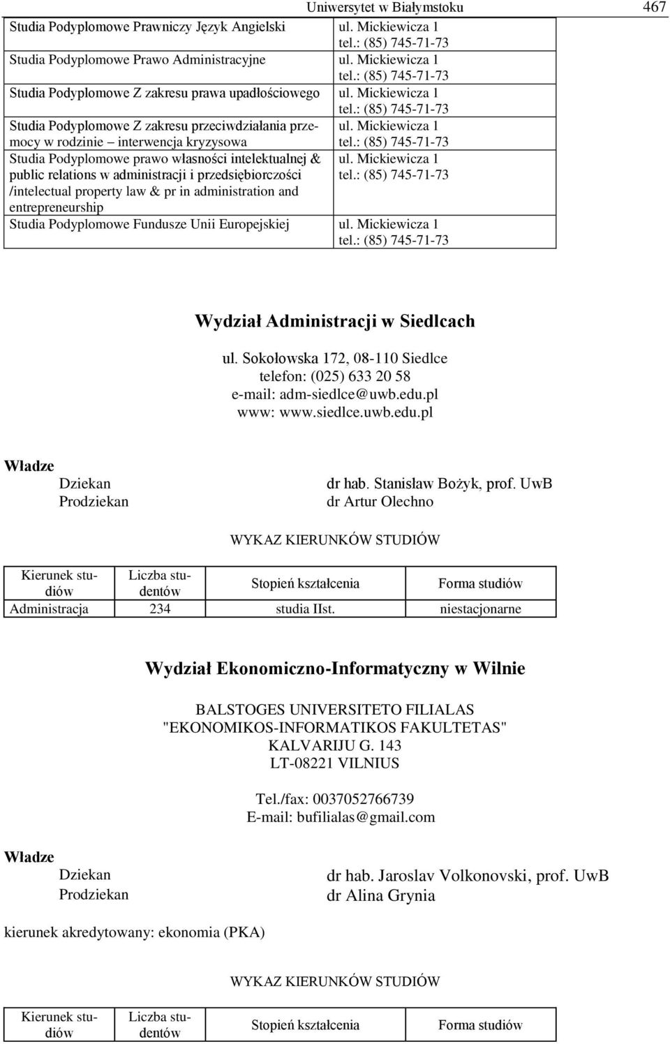 Mickiewicza 1 mocy w rodzinie interwencja kryzysowa Studia Podyplomowe prawo własności intelektualnej & public relations w administracji i przedsiębiorczości /intelectual property law & pr in