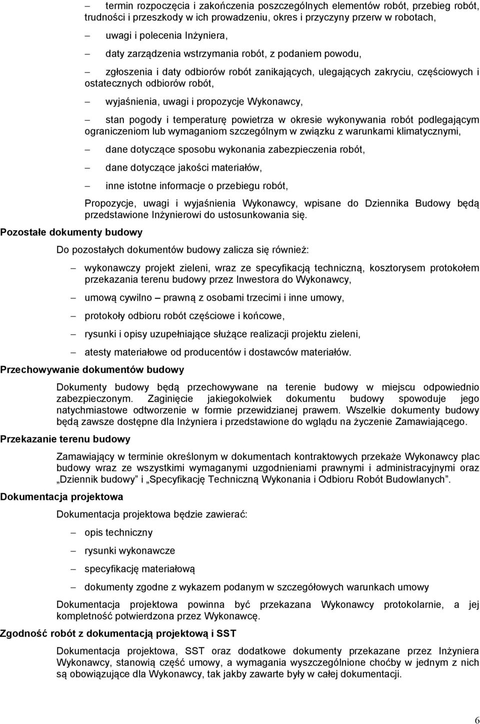 wyjaśnienia, uwagi i propozycje Wykonawcy, stan pogody i temperaturę powietrza w okresie wykonywania robót podlegającym ograniczeniom lub wymaganiom szczególnym w związku z warunkami klimatycznymi,