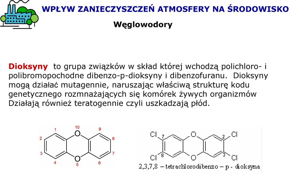 Dioksyny mogą działać mutagennie, naruszając właściwą strukturę kodu genetycznego