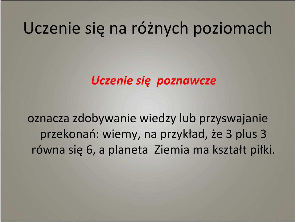 przyswajanie przekonań: wiemy, na przykład, że