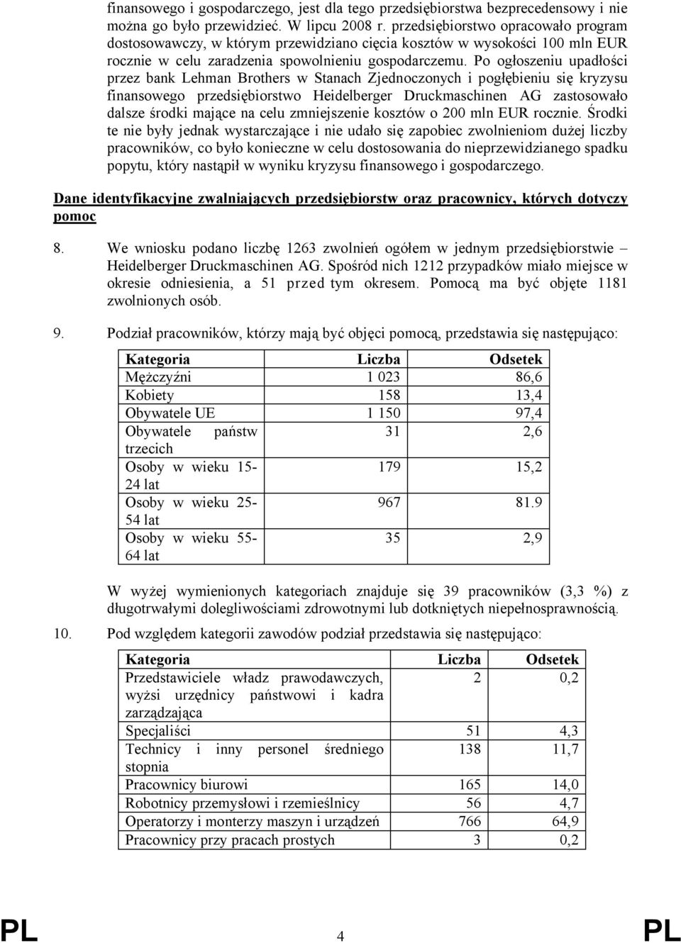 Po ogłoszeniu upadłości przez bank Lehman Brothers w Stanach Zjednoczonych i pogłębieniu się kryzysu finansowego przedsiębiorstwo Heidelberger Druckmaschinen AG zastosowało dalsze środki mające na